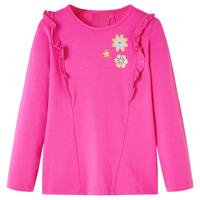 Kindershirt met lange mouwen bloemenprint 104 donkerroze - thumbnail