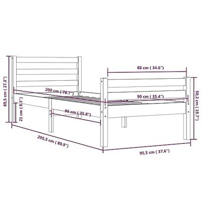 Bedframe massief hout 90x200 cm Bedframe massief hout 90x200 cm