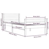 Bedframe massief hout 90x200 cm - thumbnail