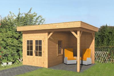 Tuindeco Oslo L Overkapping type 4 478x380 cm Lariks/Douglashout blank- Plat dak- Onbehandeld lariks Douglas hout- Tuindeco