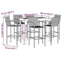 7-delige Tuinbarset massief acaciahout en poly rattan bruin - thumbnail