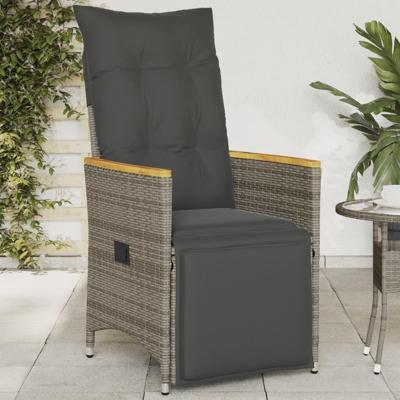 Tuinstoel verstelbaar met kussens poly rattan grijs Tuinstoel verstelbaar met kussens poly rattan grijs