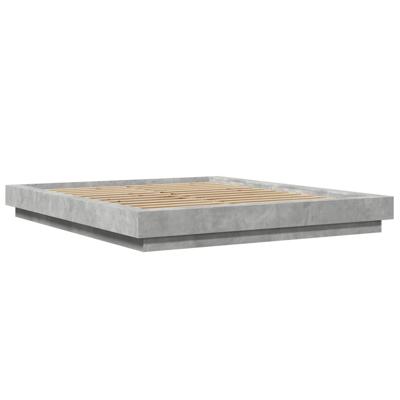 Bedframe met LED-verlichting bewerkt hout betongrijs 180x200 cm