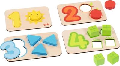 Goki houten vormenpuzzel cijfers en vormen, 18st.