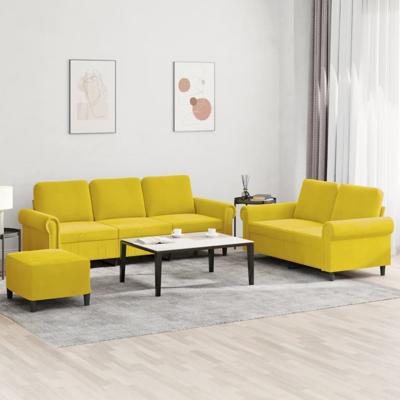 3-delige Loungeset met kussens fluweel geel
