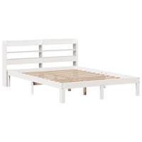 Bedframe met hoofdeinde zonder matras 140x200 cm wit - thumbnail