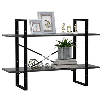 VidaXL Boekenkast met 2 schappen 100x30x70 cm bewerkt hout grijs VidaXL Boekenkast met 2 schappen 100x30x70 cm bewerkt hout grijs