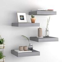 vidaXL Wandschappen zwevend 4 st 23x23,5x3,8 cm MDF grijs - thumbnail