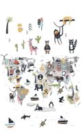 Noordwand Kids Walls Fotobehang kinderkamer wereldkaart dieren - 45875 - thumbnail