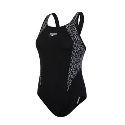 Speedo badpak Splice Flyback dames polyester zwart/wit Speedo badpak Splice Flyback dames polyester zwart/wit