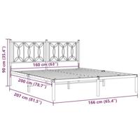 Bedframe met hoofdbord metaal zwart 160x200 cm - thumbnail