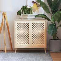 Kastdeuren met latwerk 2 st 39,5x69 cm massief grenenhout - thumbnail