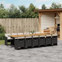 13-delige Tuinset met kussens poly rattan zwart - thumbnail