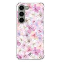 Samsung Galaxy S23 siliconen shockproof hoesje - Floral hortensia - thumbnail