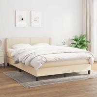 Boxspring met matras stof crèmekleurig 140x200 cm - thumbnail