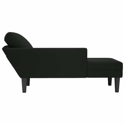 Chaise longue met kussen en rechterarmleuning fluweel zwart Chaise longue met kussen en rechterarmleuning fluweel zwart