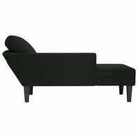 Chaise longue met kussen en rechterarmleuning fluweel zwart - thumbnail
