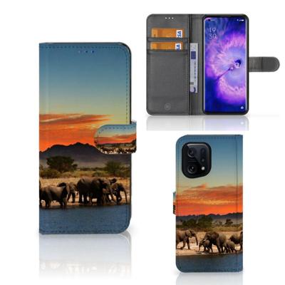 OPPO Find X5 | Telefoonhoesje | Met pasjeshouder | Olifanten OPPO Find X5 | Telefoonhoesje | Met pasjeshouder | Olifanten