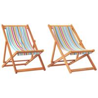 Strandstoelen 2 st inklapbaar stof meerkleurig - thumbnail