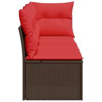 Tuinbank 3-zits met kussens poly rattan bruin - thumbnail