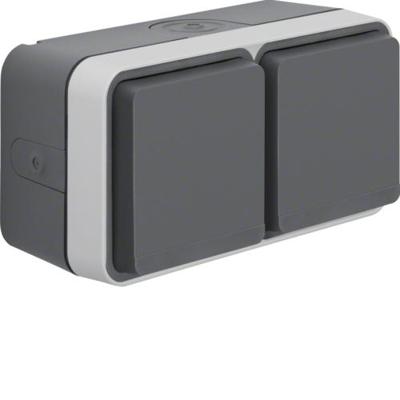 Berker 47753525 W.1 (opbouw) Wandcontactdoos dubbel spatwaterdicht Grijs, Lichtgrijs 1 stuk(s)
