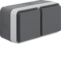 Berker 47753525 W.1 (opbouw) Wandcontactdoos dubbel spatwaterdicht Grijs, Lichtgrijs 1 stuk(s) - thumbnail