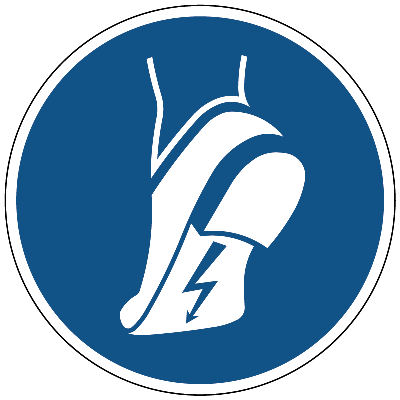 Antistatische schoenen verplicht gebods- Ø 100 mm - Sticker