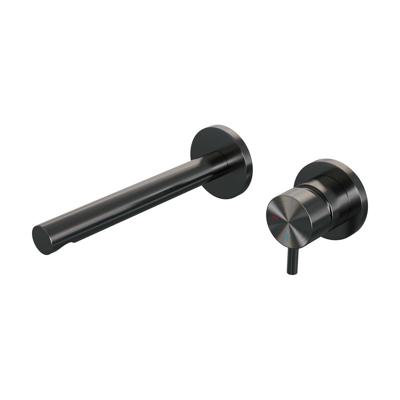 Brauer Gunmetal Edition Inbouw Wastafelmengkraan met Rechte Uitloop en Rozetten Model B1 Gunmetal Geborsteld PVD