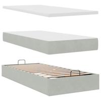 Ottoman bed met matrassen en LED's 160x200cm fluweel lichtgrijs - thumbnail