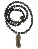Ruwe Edelsteen Hanger Rookkwarts Kralenketting Obsidiaan - thumbnail