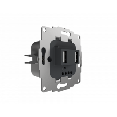 USB lader 2 poorten 19w 3.8A antraciet voor een 40mm diepe doos extra grote laad capaciteit RAL7016