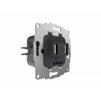 USB lader 2 poorten 19w 3.8A antraciet voor een 40mm diepe doos extra grote laad capaciteit RAL7016 - thumbnail