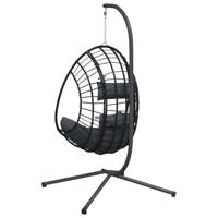 VidaXL Hangstoel met standaard rattan en staal antracietkleurig - thumbnail