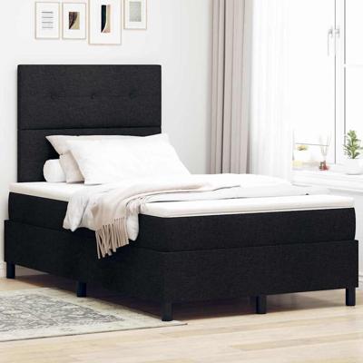 Boxspring bed met matras met hoofdeinde Zwart 120 x 190 cm Stof