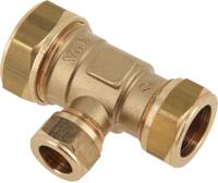 Bonfix knelkoppeling - T-stuk verlopend - 28mm x 15mm x 22mm - Messing - thumbnail