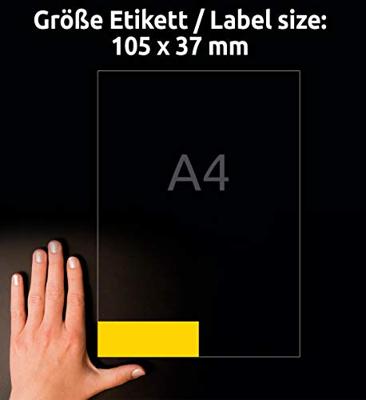 Avery gekleurde universele etiketten ft 105 x 37 mm (b x h), 1600 stuks, geel