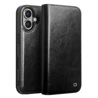 Qialino iPhone 16 Plus hoesje - Leren bookcase - Zwart - thumbnail