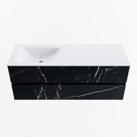 MONDIAZ VICA 130cm badmeubel onderkast Marquina 2 lades. Wastafel CLOUD links 1 kraangat, kleur Talc. - thumbnail