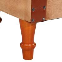 Kuipstoel echt leer en massief mangohout bruin - thumbnail