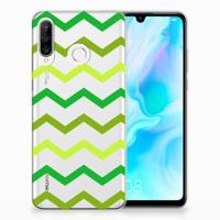 Huawei P30 Lite | TPU bumper | Zigzag Groen - thumbnail