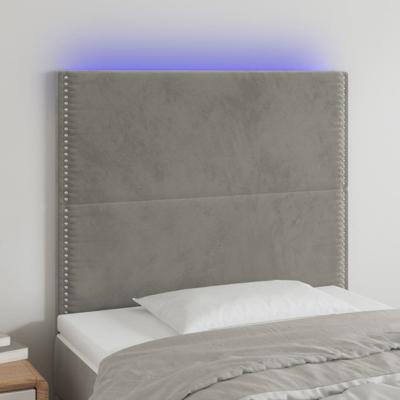 Hoofdbord LED 80x5x78/88 cm fluweel lichtgrijs