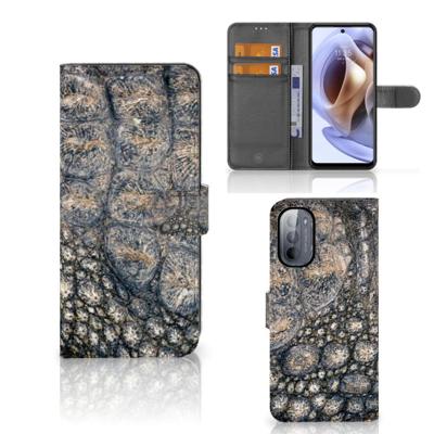 Motorola Moto G31 | G41 | Telefoonhoesje | Met pasjeshouder | Krokodillenprint