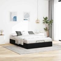 Ottoman bedframe zonder matras 160x200 cm fluweel zwart - thumbnail