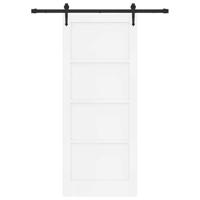 schuifdeur met set voor hang- en sluitwerk 'ORKDAL', wit massief dennenhout - thumbnail
