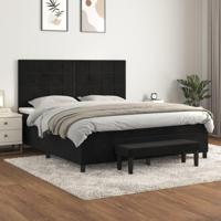 Boxspring met matras fluweel zwart 160x200 cm - thumbnail