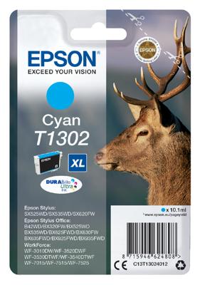 Epson inktcartridge T1302, 765 pagina's, OEM C13T13024012, cyaan