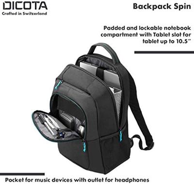 Dicota laptoprugzak Spin, voor laptops tot 15,6 inch, zwart - thumbnail