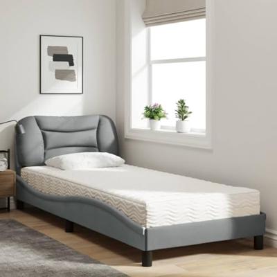Bed met matras stof lichtgrijs 80x200 cm