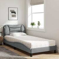 Bed met matras stof lichtgrijs 80x200 cm - thumbnail