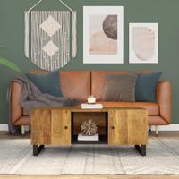 Salontafel 100x54x40 cm massief mangohout en bewerkt hout - thumbnail